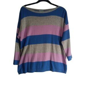 C&C California Sweater Womens Sz M Bright Multi Color Mixed Wool Cashmere